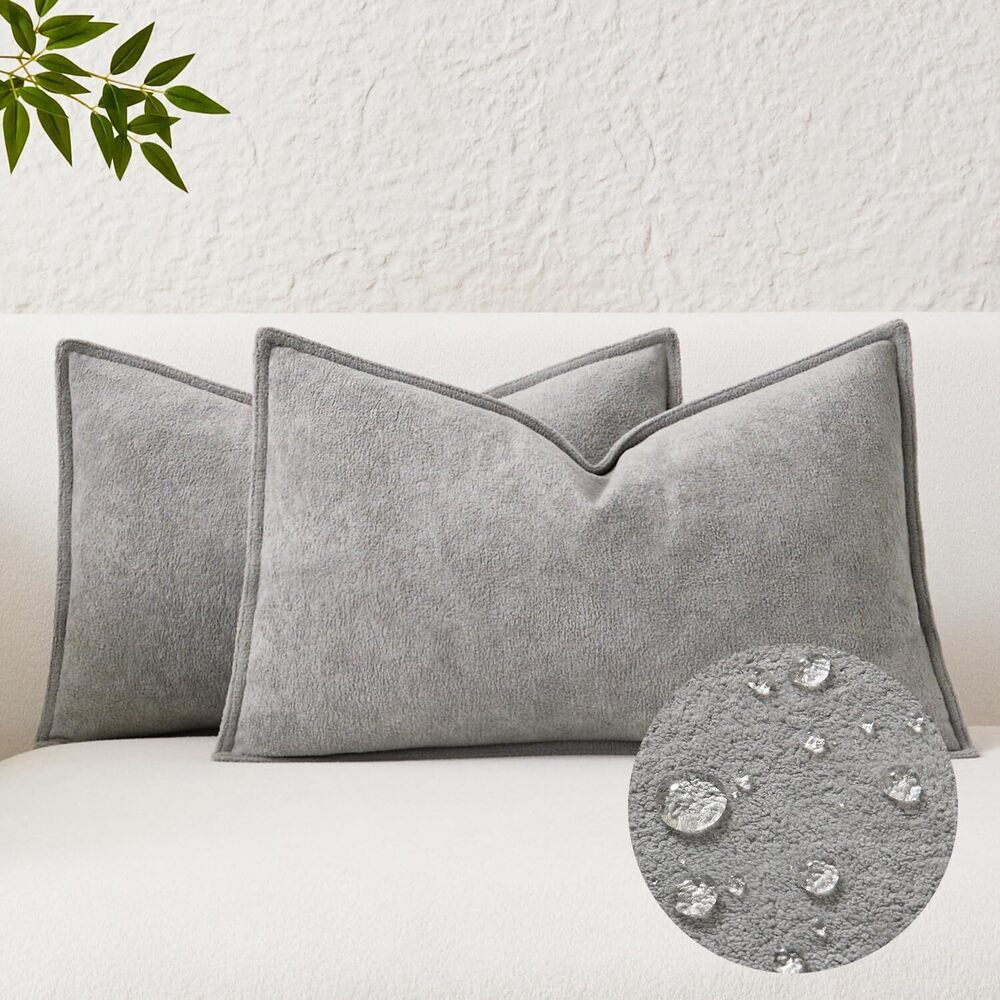 2976 Kevin Textile Waterproof Decorative Pillow Covers Light Grey 12x20